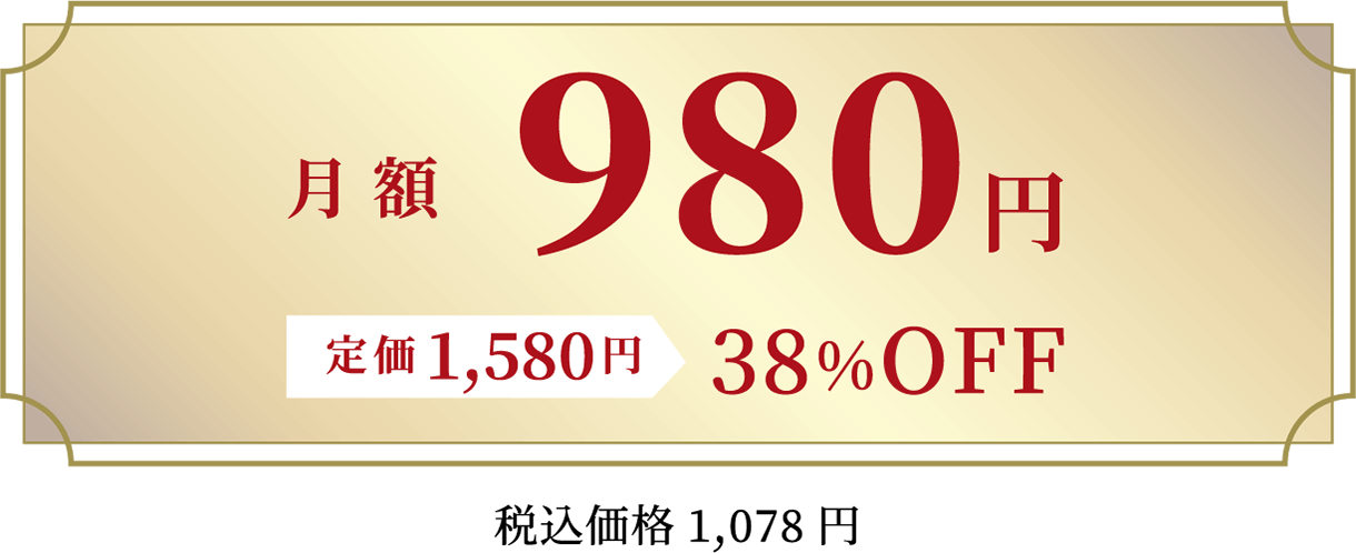 月額980円定価1,580円38%OFF税込価格1,078円